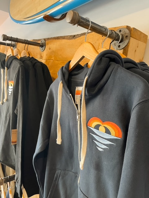 Ocean Filled Heart Embroidered Zip-up Hoodie