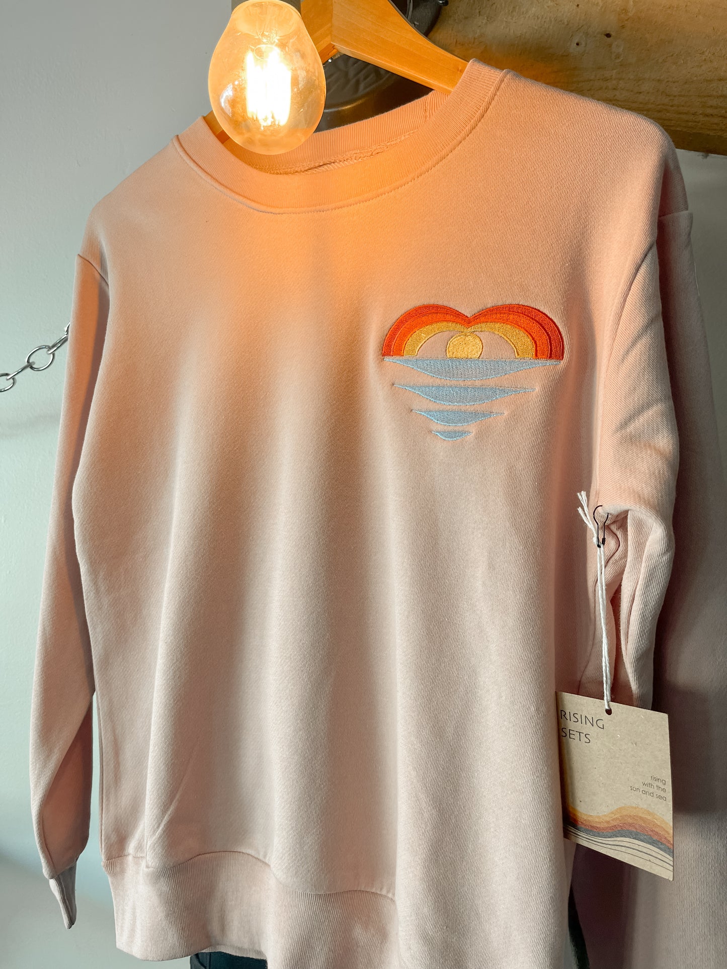 Ocean Filled Heart Embroidered Crew Sweatshirt