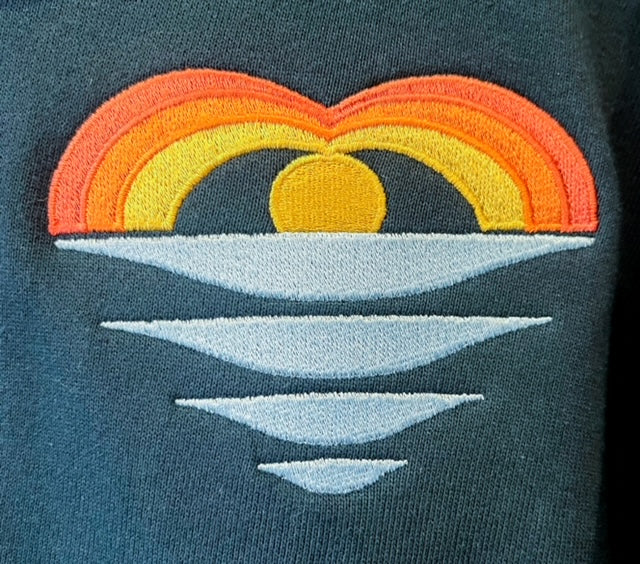 Ocean Filled Heart Embroidered Zip-up Hoodie